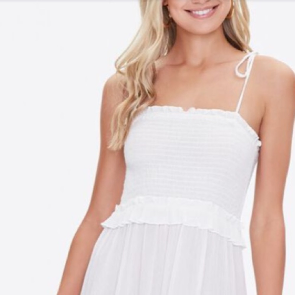 White forever 21 ruffle trim dress